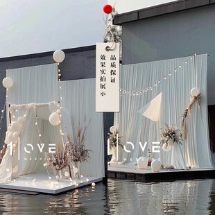 婚庆铁艺架子纱幔布幔花架订婚礼舞台黑色背景架几何拱门迎宾支架