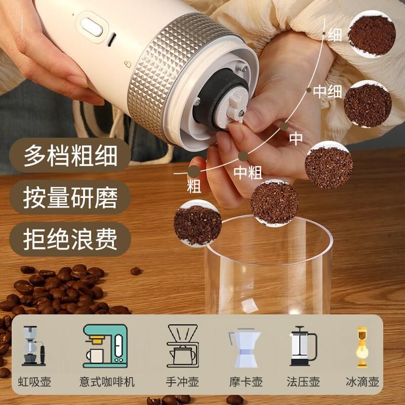 咖啡研磨机家用小型便携电动磨豆机户外手摇手磨自动咖啡豆研磨器