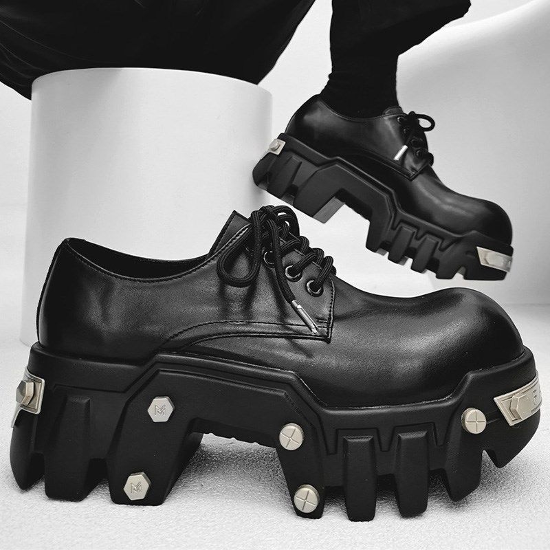 巴黎铁头德e比鞋男小众高级感齿轮底推土机松糕厚底皮鞋增高大头