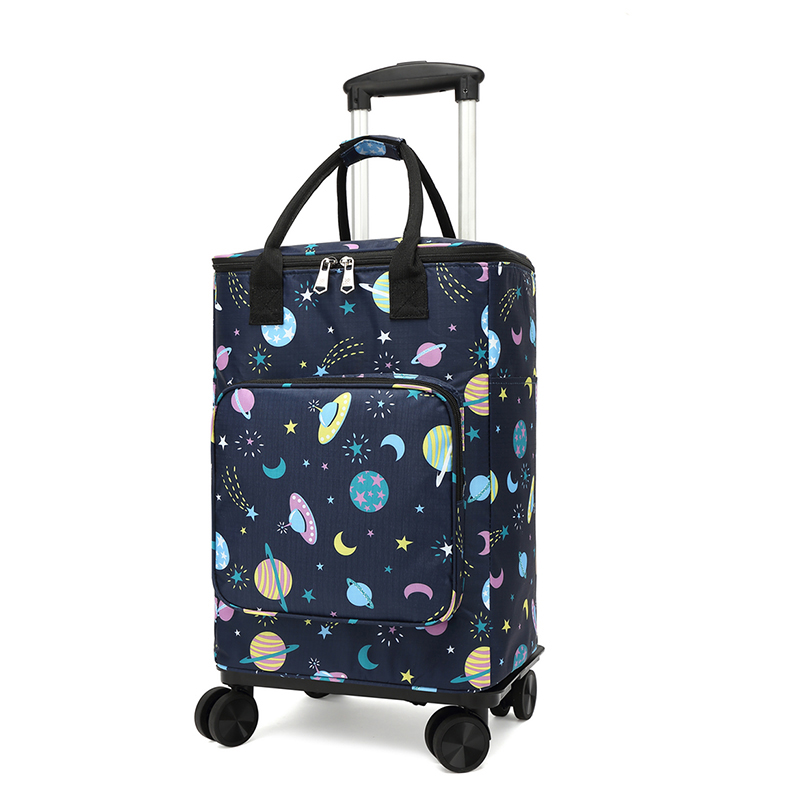 家用轻便拉杆买菜车小拉车购物袋可拆卸折叠万向轮铝箔保温拉杆包