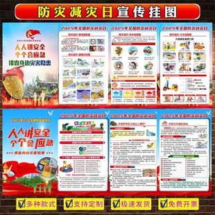 2025年5.12防灾减灾日宣传海报灾害避险自救挂图地震防洪防汛墙贴