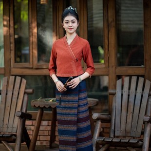 曼秀 西双版纳傣族服装民族特色服装 定制特色风情工作服