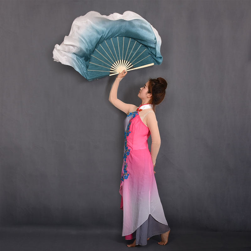 中国风水墨扇子古典民族舞舞蹈扇b 墨兰渐变扇子 跳舞扇孤月杳然