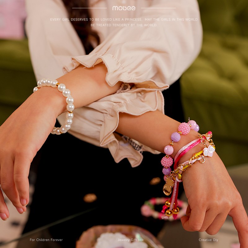mobeeDIY手工串珠首饰新年礼盒儿童女孩子玩具女儿的宝藏美丽星堡