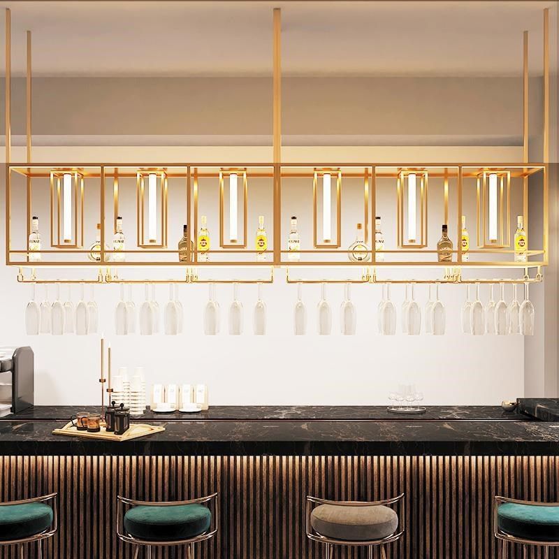 吧台酒架吊柜悬挂装饰架倒挂式红酒杯架悬空酒水架餐厅吊挂展示架