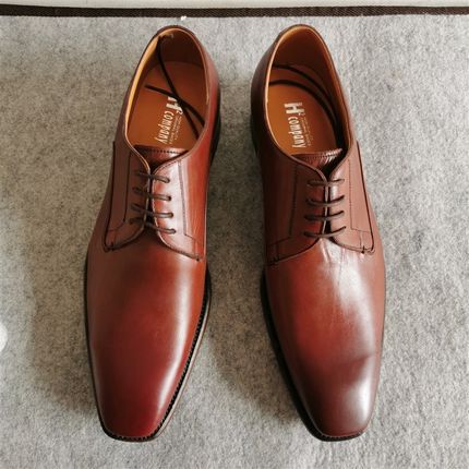 5302库存男士正装鞋皮鞋男鞋皮底英伦红棕色低帮系带结婚新郎皮鞋