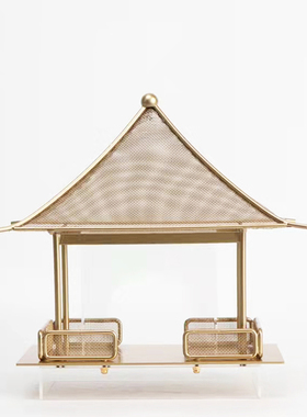 新中式凉亭摆件铁艺酒店餐厅书房样板间客厅玄关工艺装饰品摆设