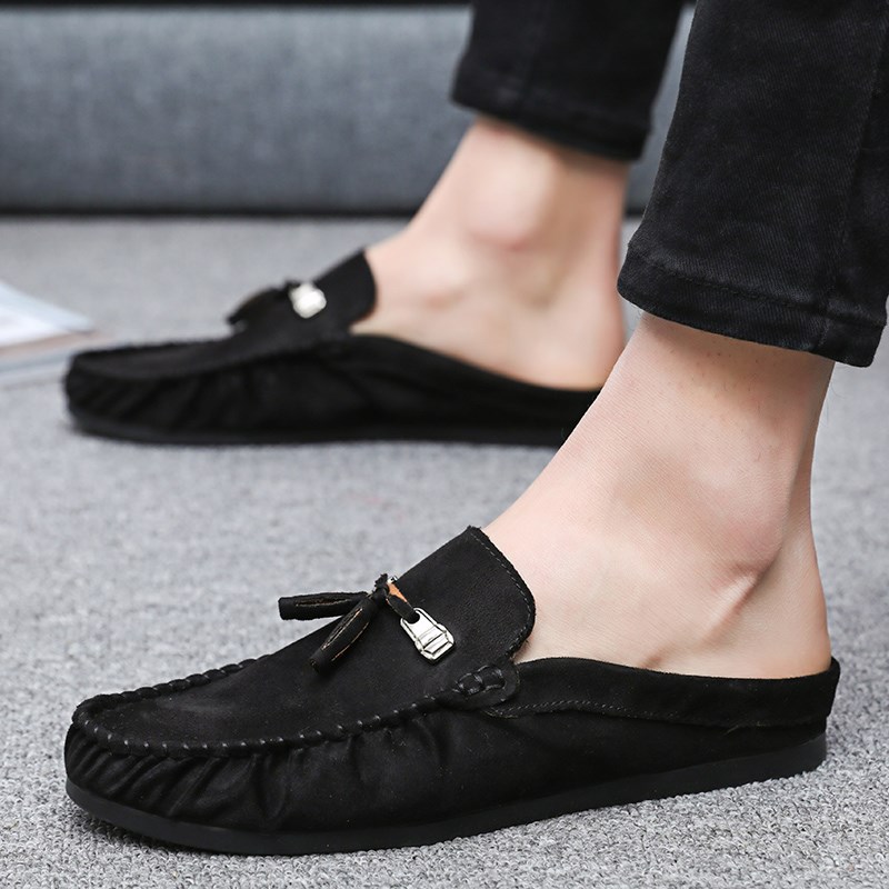 半拖鞋男夏季透气2025新款男士一脚蹬无后跟休闲运动皮鞋凉鞋凉拖