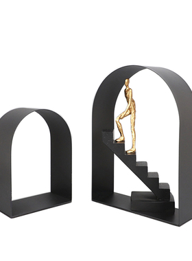 现代简约欧式人物几何金属拱形门摆件样板房售楼处玄关酒柜装饰品