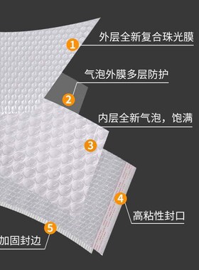 白色珠光膜气泡袋1520快递打包防震泡沫L袋加厚气泡膜信封袋u.
