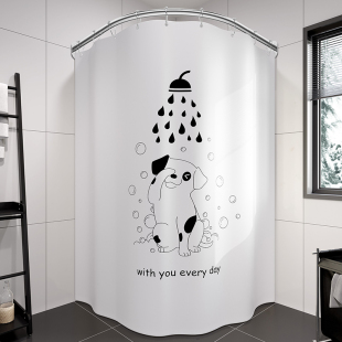 304不锈钢浴帘杆可打孔免打孔弧形卫生间淋浴房L型浴室浴杆架