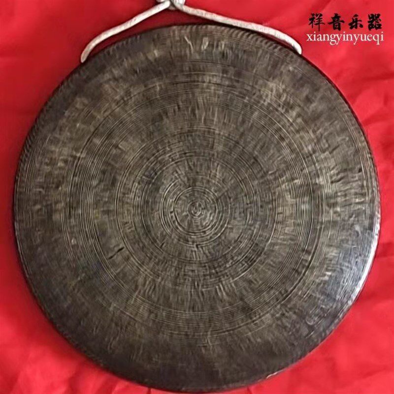 30厘米青铜老式旧锣平底高矮边直边纯铜仿古道土乐器手工大罗36cm