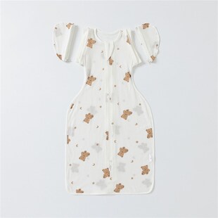 宝宝夏季薄款防惊跳睡袋透气婴B儿襁褓投降可伸手新生儿鸡翅睡袋