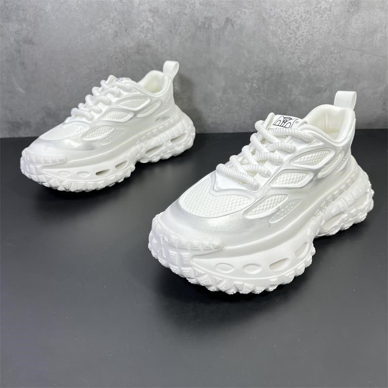 2024夏季老爹鞋透气百搭男鞋新款薄款小白鞋厚底增高网面鞋子男款