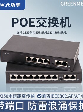POE交换机4口6口8口10口u16口24口百兆千兆BT协议国标中继器级联