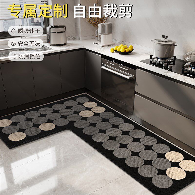 厨房地垫可以定制,防滑和p防油,可擦拭和可洗涤的角落厨房垫,耐污