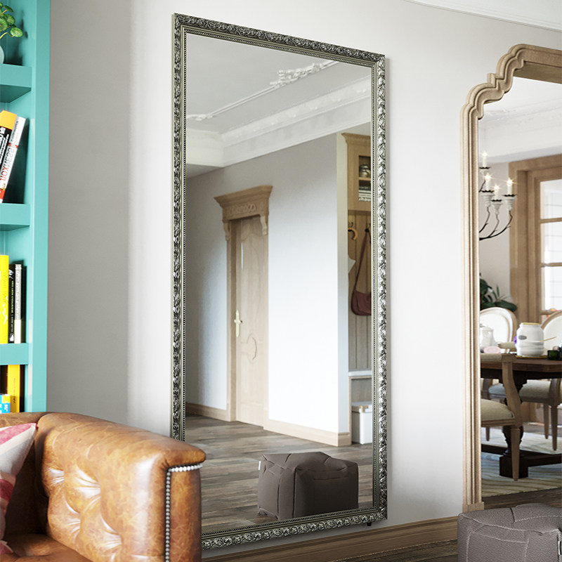 欧式实木穿衣镜 全m身落地镜家用立体壁挂卧室镜子女生少女试衣镜