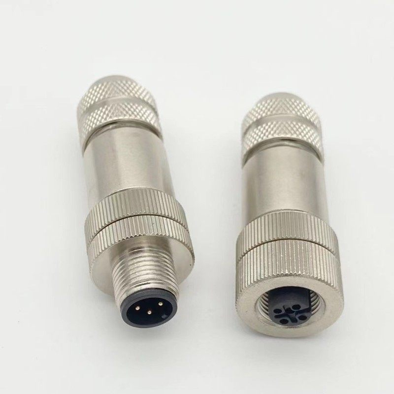 M12以太网接头profinet航空防水插E头4芯5芯8芯12芯金属屏蔽连接