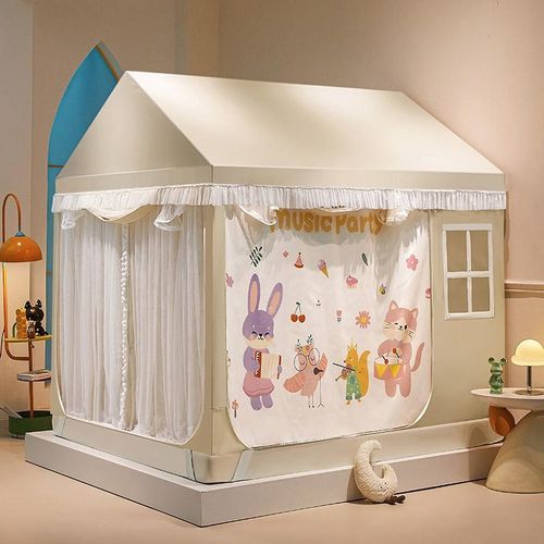 A类儿童城堡蚊帐房屋款遮光床帘可拆卸全底防摔3开门小房子床帘幔