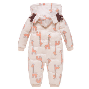 女宝婴儿连体羽绒服宝宝羽绒连体衣加厚幼童羽绒外出爬服冬季男宝