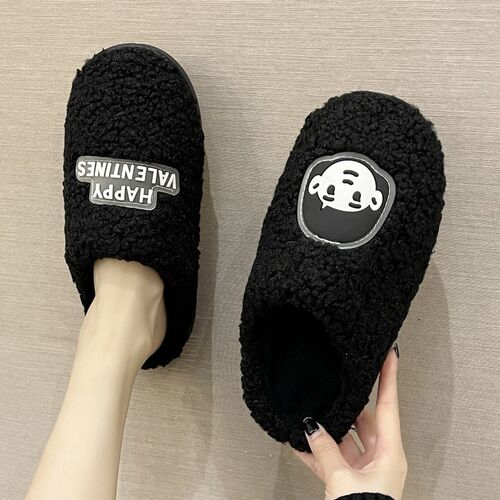 网红情侣棉拖鞋女秋冬ins潮韩版居家用时尚防滑毛毛绒.保暖棉鞋男