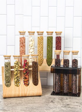 全屋定制厨房橱柜具样板间软装饰品密封罐试管展示架餐厅台面摆件