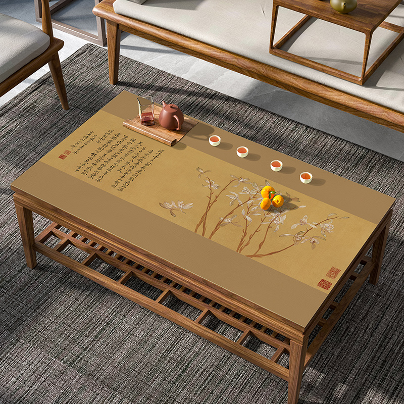 新中式桌布防油防水免洗皮革桌垫pvc中国风茶几桌办公室书桌面垫