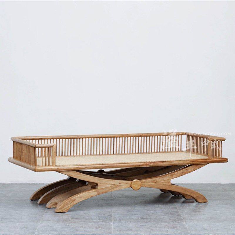 新中式仿古实木沙发床禅意免漆客厅罗汉床东南亚老榆木罗汉榻