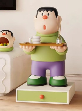 网红胖虎客厅装饰摆件沙发电视柜旁边落地摆件送朋友乔迁新居礼物