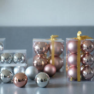 北欧亚光亮光咖色黑色银色金色圣诞球6CM8厘米圣诞装饰圣诞树挂件
