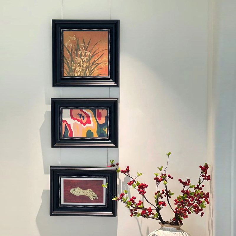 高级感法式中古风装饰画玄关书房复古组合艺术壁画餐厅样板间壁画图片