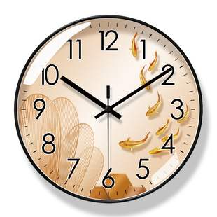 易普拉6452福字准时挂钟客厅钟表时钟挂表圆形创意静音石英钟