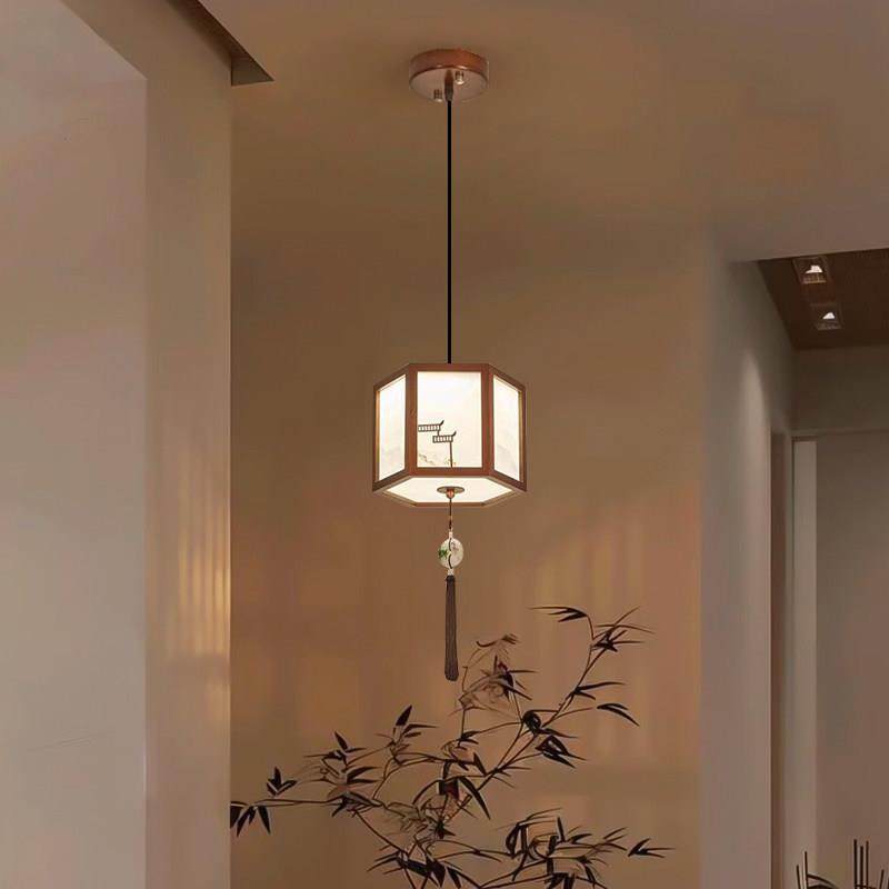 宋代美学新中式吊灯实木覆古饭厅灯过道玄关中国风古典书房茶室灯,家装灯饰光源,餐厅吊灯,淘宝优惠券,粉丝福利购,淘宝优惠卷