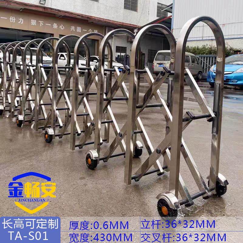 手动伸缩门不锈钢工厂折叠护栏学校幼儿园隔离栅栏庭院车库收缩门