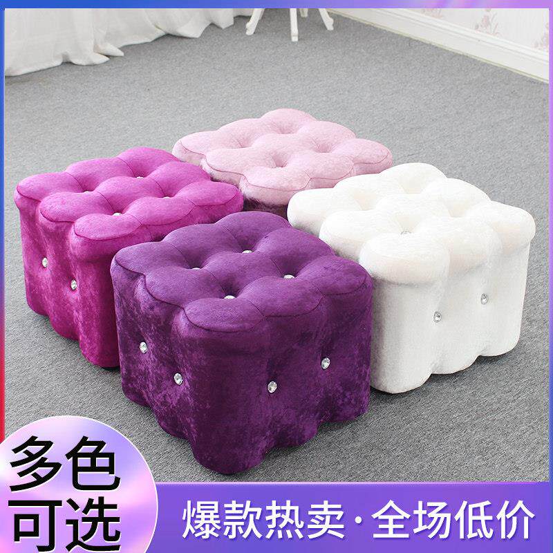 欧式换鞋凳水晶化妆台矮凳化妆凳服装店试鞋凳布艺墩子沙发凳脚踏
