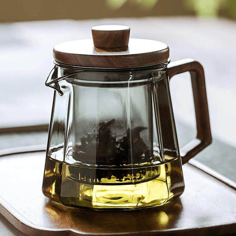 高硼硅玻璃茶壶家用木把泡茶壶过滤冲茶器泡茶电陶炉煮茶带把壶