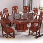 橡木雕花饭桌餐桌家用圆桌实木中式 858人收藏 圆形餐桌椅彷古