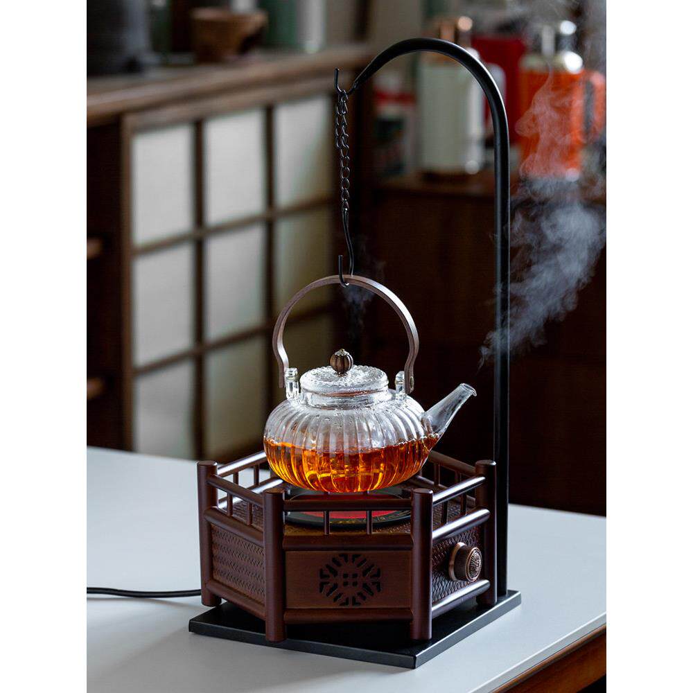 电陶炉竹制编织煮茶炉耐高温陶瓷围炉煮茶器家用中式烧茶炉自在钩