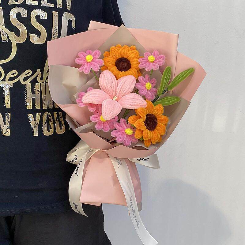 向日葵百合扭扭棒花束成品教师节送老师同学闺蜜生日礼物毕业拍照