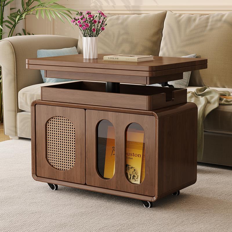 实木茶几可移动升降折叠茶几客厅家用角几新款小户型推车沙发边几