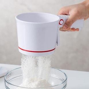 日本进口cakeland面粉筛家用塑料烘焙过筛器半自动细网手持筛粉器