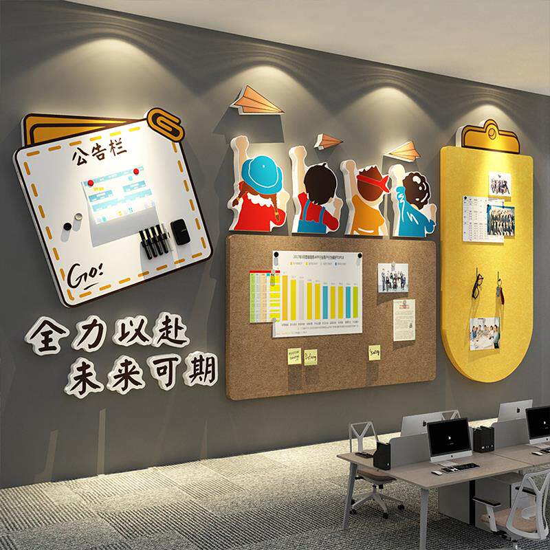 毛毡板贴公告栏墙面装饰企业文化氛围布置司员工展示照片荣誉背景
