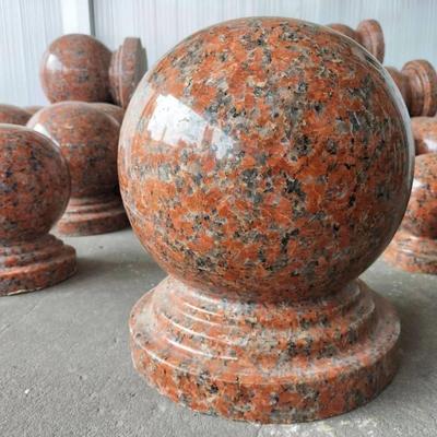 包邮价花岗岩门柱大门石球围墙枫叶红阻车路障石大理石石球石墩子