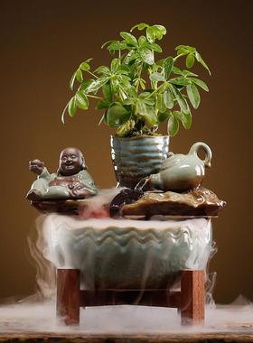 创意陶瓷水循环流水器喷泉招财小型鱼缸摆件家居客厅桌面乔迁礼品