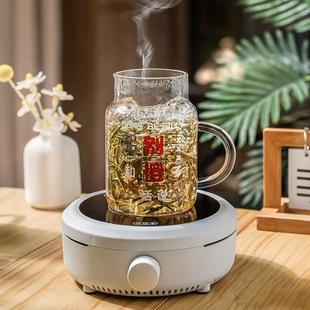 高颜值大容量带盖杯子女家用耐高温高硼硅玻璃带把刻度杯泡茶杯子