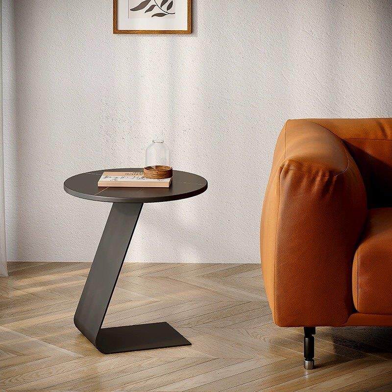 客厅沙发小边几轻奢现代简约岩板高级感极简茶几圆桌床头创意边桌