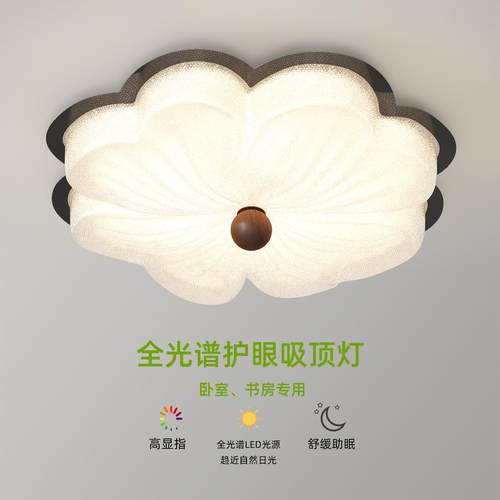 意式极简卧室吸顶灯创意设计护眼书房灯高级感水晶砂花朵房间灯