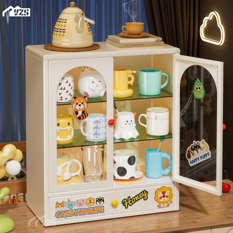 杯子收纳置物架厨房餐桌双开门收纳盒柜桌面咖啡杯茶杯防尘水杯架