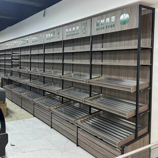 生鲜超市蔬菜货架展示架定制钱大妈水果蔬菜架不锈钢置物架猪肉台