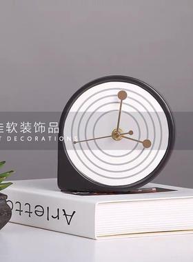 极简北欧轻奢客厅茶几钟表摆件现代创意样板间儿童书房时钟装饰品